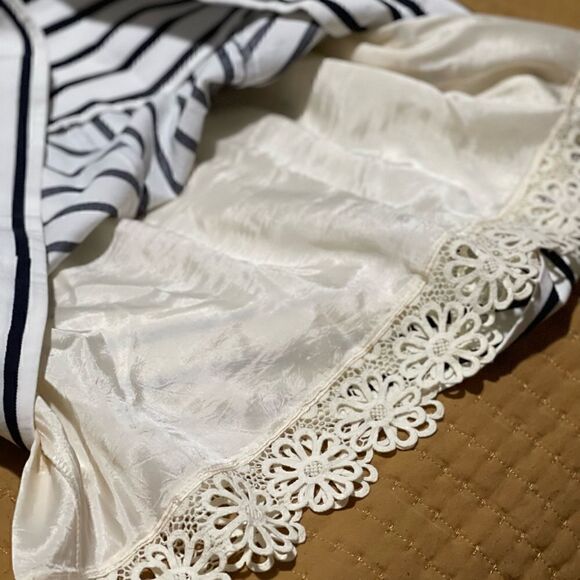 Maeve Anthropology Chessia dress blue stripe crochet front 4 Sleeveless - Picture 12 of 14